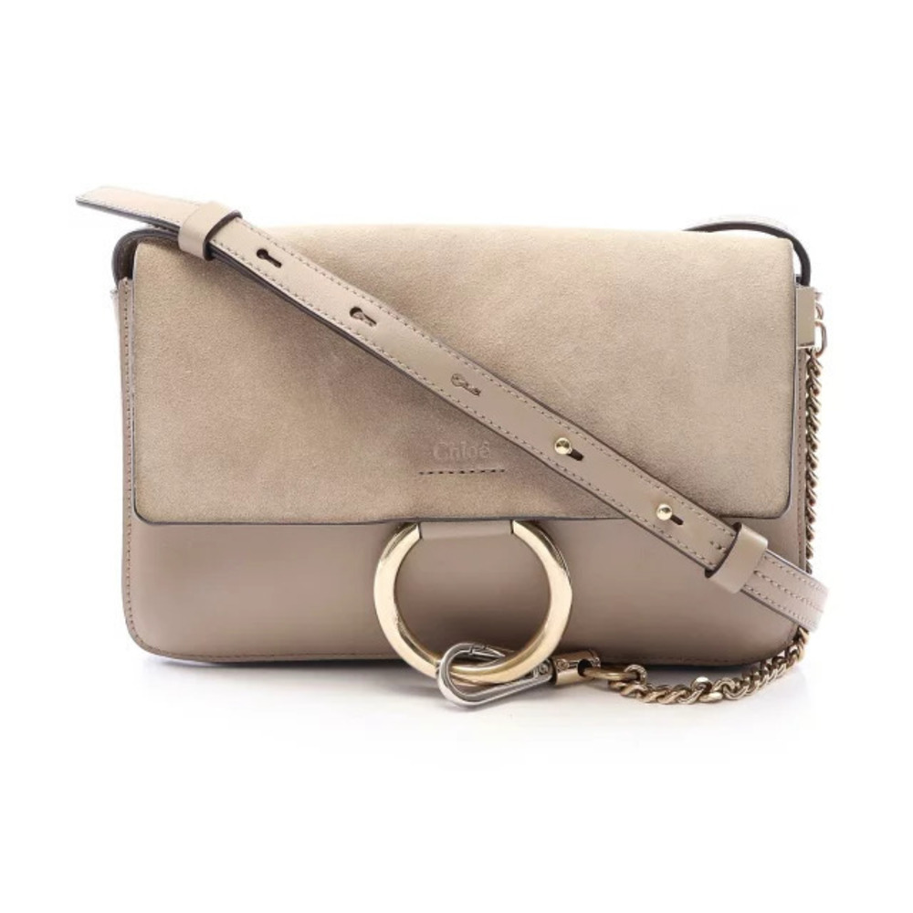 Chloe Faye Shoulder Bag Leather Suede Beige Cream